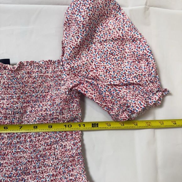 FRENCH CONNECTION Whisper SUMMER Pink Floral PUFF SLEEVE MINI DRESS - Picture 2 of 7